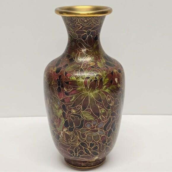 Vintage Chinese Cloisonne Floral Vase - Picture 1 of 8
